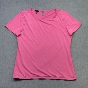 Talbots Top Women's Medium Pink Short Sleeve Round Neck Double Layer Front